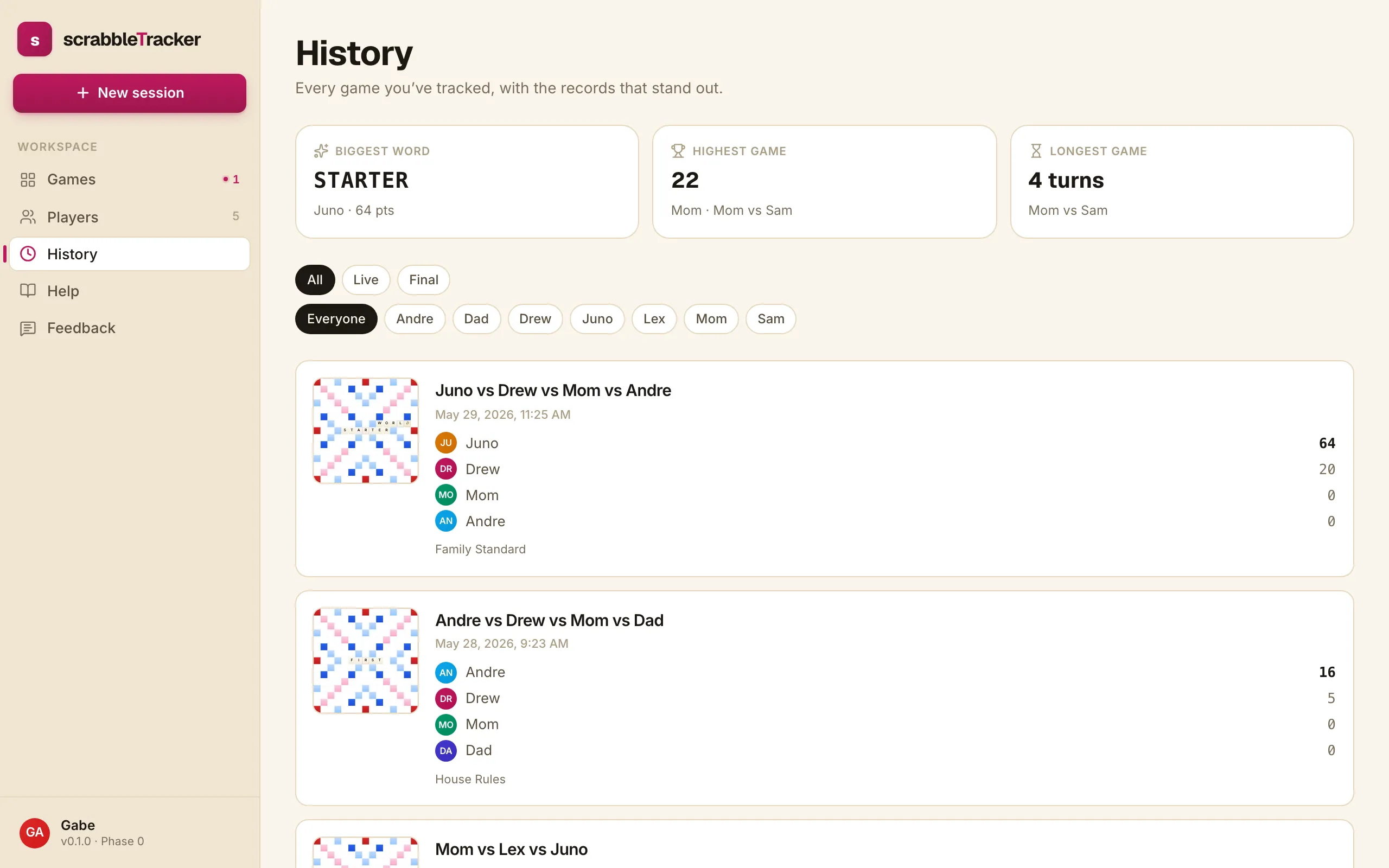 History page